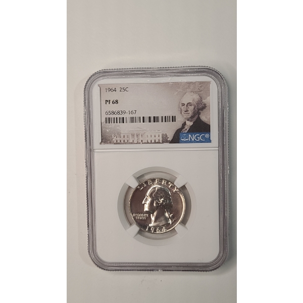 NGC 1964 PF 68 Washington 90% Silver Quarter 