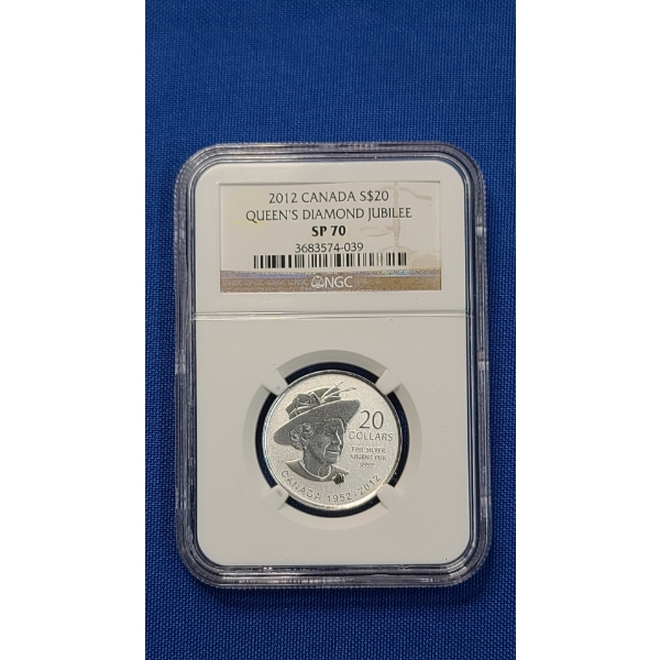2012 Canadian Queen's Diamond Jubilee SP 70 Elizabeth II $20 9999 Fine Silver Coin 