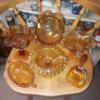 Image 1 : Vintage Fenton Amber Ruffled Glass Lot - See Pics