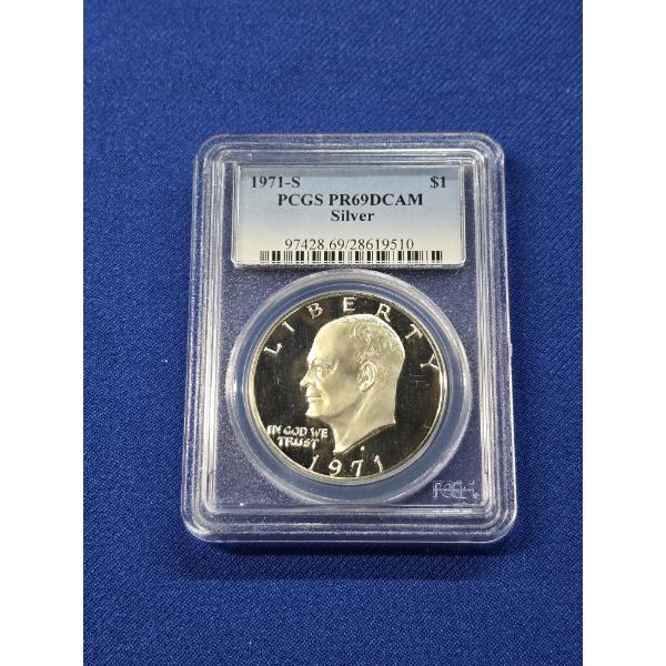 PCGS Graded PR 69 DCAM 1971- S Eisenhower Silver $1 Dollar Coin