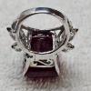 Image 4 : ELEGANT!!! Sterling Silver Emerald Cut Ruby Cocktail Ring - Size 5.5 (13.5g)