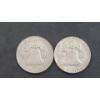 Image 2 : 
United States 1959-D & 1960 90% Silver Franklin Half Dollars - Face Value: $1.00