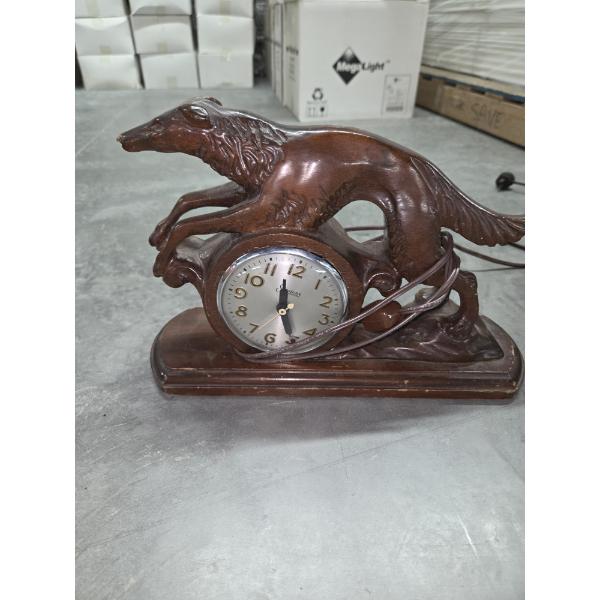Antique Wood Dog Clock And Crosley Table Radio