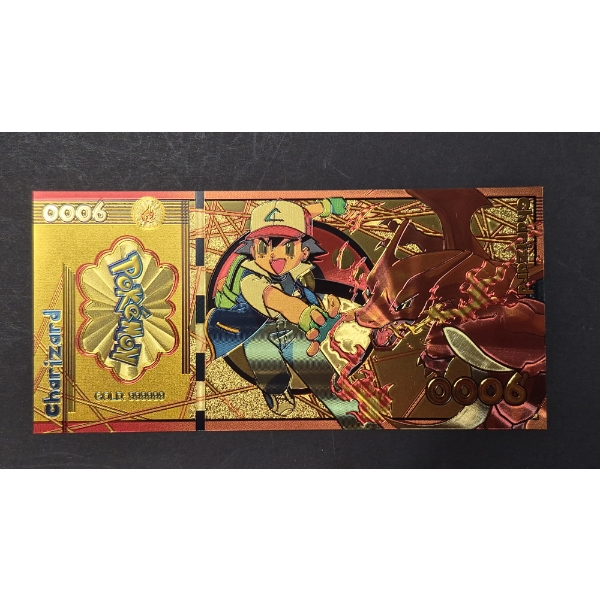 JAPANESE ANIME'   " POKEMON / CHARIZARD "  GOLD FOIL - PURE 24K .999 FINE GOLD FOIL