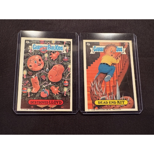 2 - 1987 Topps Garbage Pail Kids Dead End KIT & Destroyed LLOYD Cards - Excellent Condition