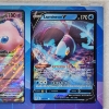 Image 4 : Nice Three Card Pokemon Display Ft. Holo Trading Cards ~ Radiant Greninja, Mew & Lumineon V