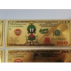 Image 3 : x8 Assorted Looney Tunes $100 99999999 24K Gold Foil Banknotes Set w/ CoA