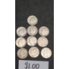 Image 2 : 
Assorted Years/Mint Marks 90% Silver Roosevelt Dimes - Face Value: $1.00