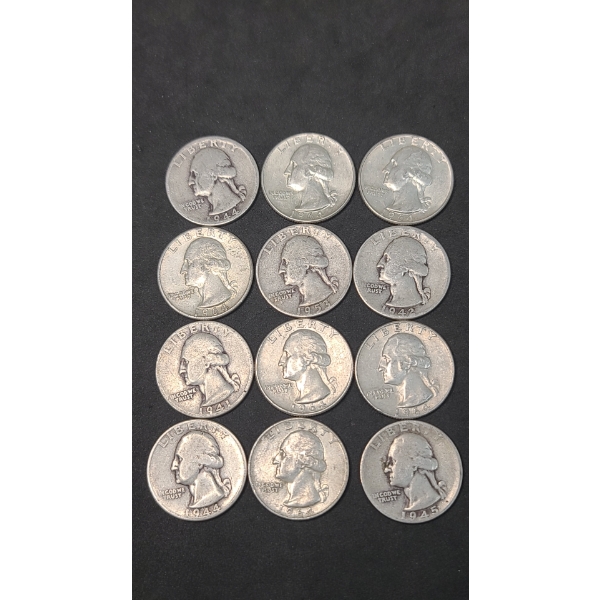 Assorted Years & Mint Marks 90% Silver Washington Head Quarters - Face Value: $3.00