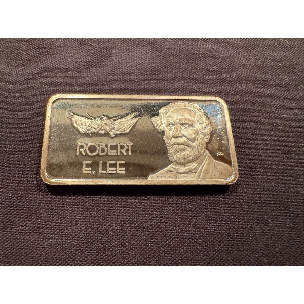Vintage Robert E. Lee One Ounce .999 Fine Silver Pure Silver Bar - Excellent Condition