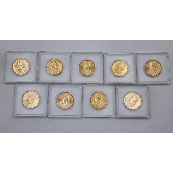 (9) Assorted U.S. Presidential Dollars In Cases  - FV: $9.00