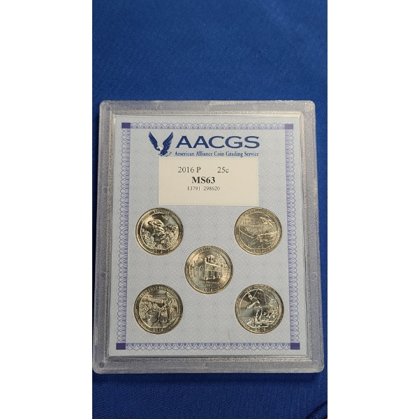 AACGS 2016-P MS63 Set Of (5) America The Beautiful Quarters