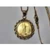 Image 2 : 1995 $5 American Eagle 1/10th oz Fine Gold Coin - 14K Gold 24" Necklace & 14K Gold Pendant TW:10.6g