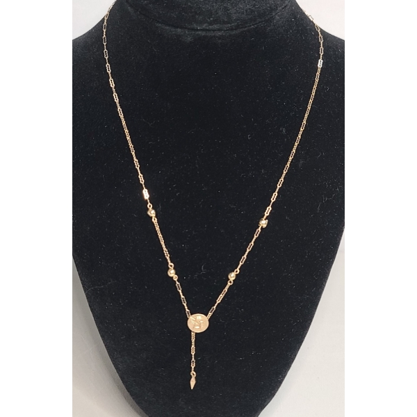 14K Yellow Gold Mèia Vintage 18" Cherub Lariat Necklace - Weight: 2.4g