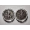 Image 2 : Two United States Walking Liberty 90% Silver Half Dollars in Protective Capsules ~ FACE VALUE $1.00