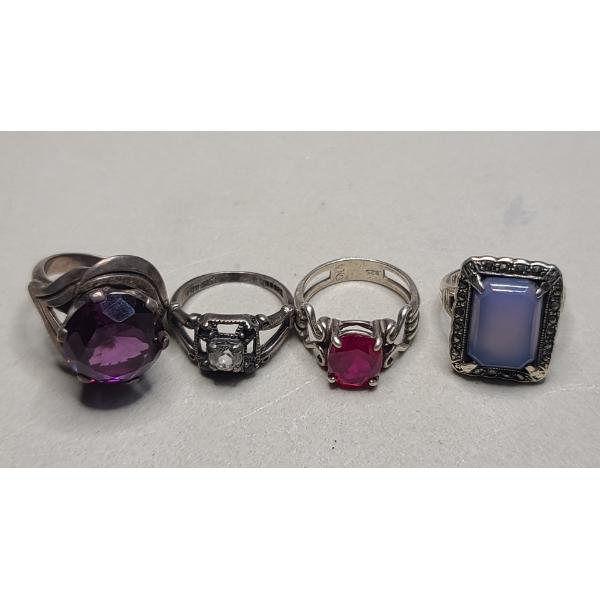 Lot Of (4) Assorted Women's Sterling Silver Rings - Total Weight: 21.1g