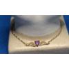 Image 1 : 14K Yellow Gold 8" Filigree Amethyst Heart Bracelet - Weight: 1.7g