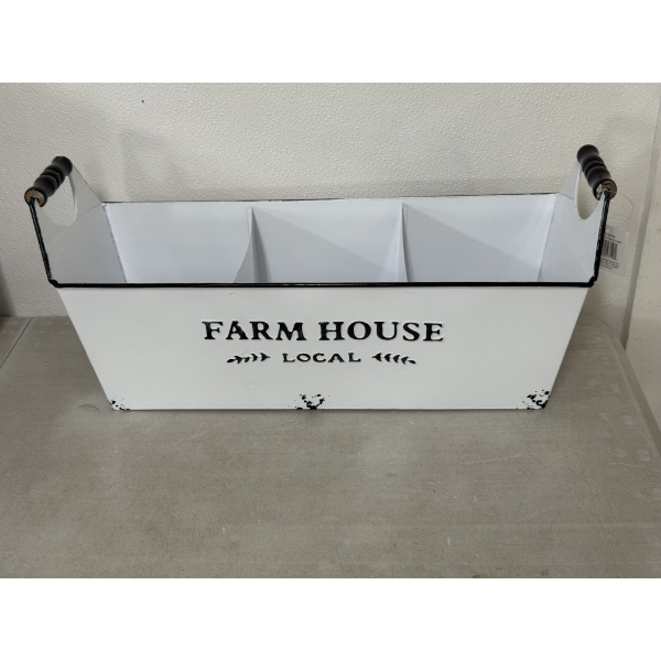 Farm House 3 Compartment 18" Decorative Metal Holder - Brand New 