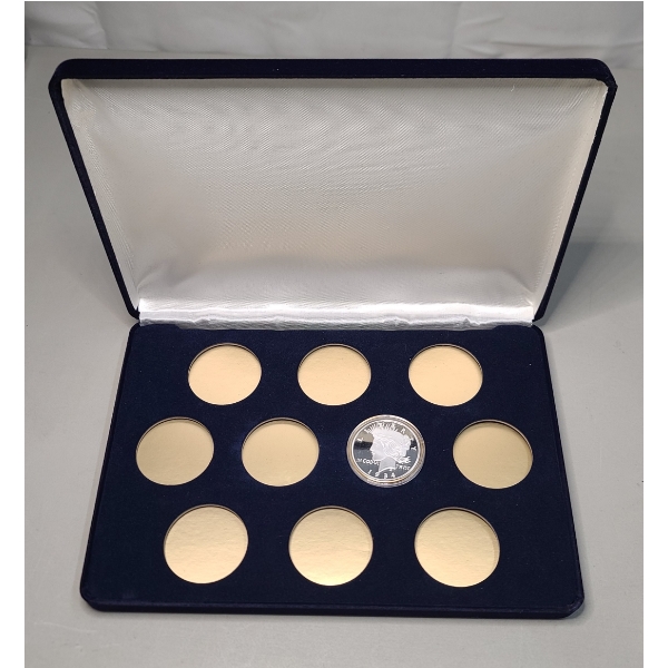 .999 Fine Silver 1934 Peace Dollar Copy Coin Weighing 27 Grams In Display Box 