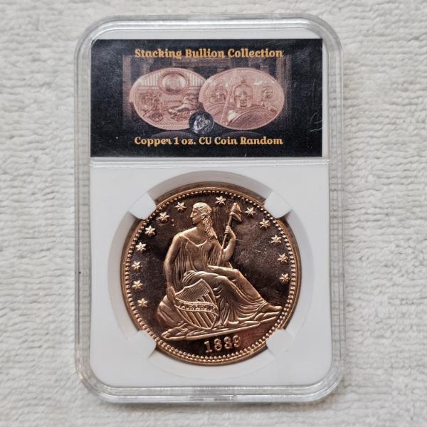 1 oz Copper Round featuring a "Seated Liberty" Design