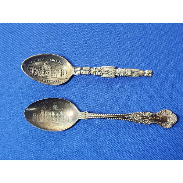 2 - Vintage Sterling Silver Collectible Spoons: Elgin Academy & Indian Totem Pole - TW: 41.7g