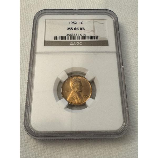 1952 United States Lincoln Cent MS 66 Red Brown - Graded By NGC