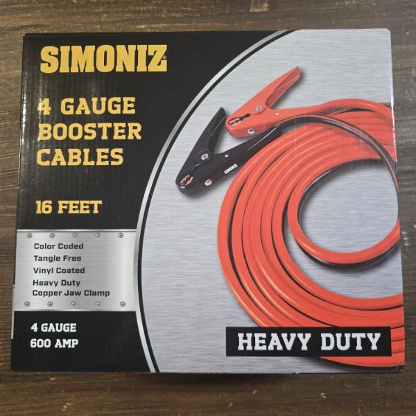 Simoniz 4 Gauge 600 AMP Booster Cables - 16 Feet
