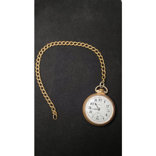 Chicago Illinois Wadsworth Bunn Special Model 10K Gold Filled Railroad Pocket Watch - Weighing 114.9