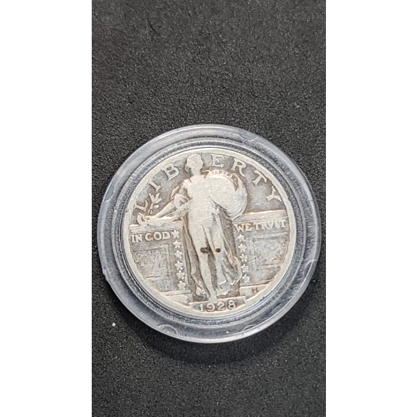 1928 Standing Liberty 90% Silver Quarter - Face Value: $0.25
