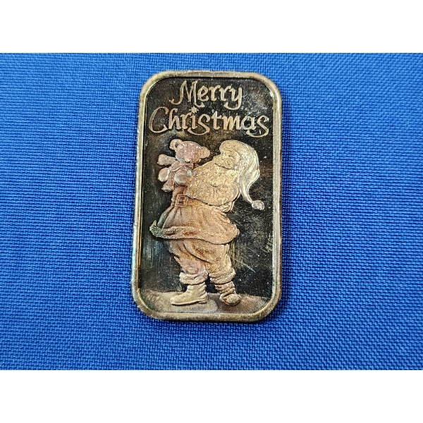 1 Troy oz .999 Fine Silver Merry Christmas Silver Bar