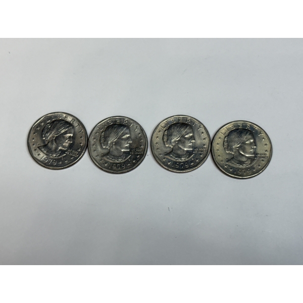 Susan B. Anthony 1979 One Dollar Coins - FV $4.00 - 4 Total Coins 