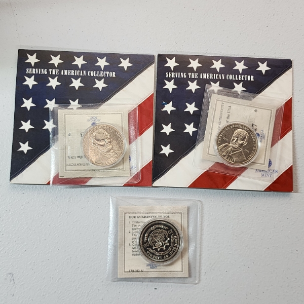 Three "The Presidents of the USA" Commemorative Coins: Lincoln, Reagan, Ford