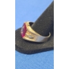 Image 2 : Men's 10K Gold Masonic Ring With Red Stone - Size: 13.5 - Weight: 6.6g