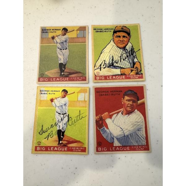 4 - Babe Ruth New York Yankees Archive Classics Baseball Cards - 4 Card Lot