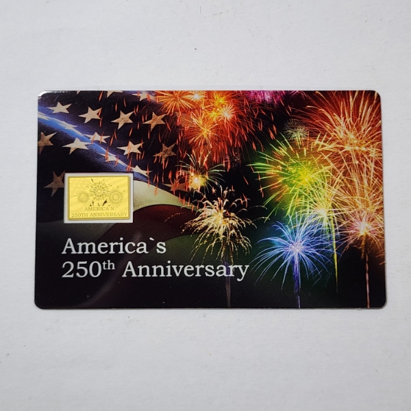 America's 250th Anniversary Commemorative Gold Card - 1/1000 oz .999 Gold