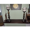 Image 3 : PICKUP IN NORTHFIELD - Wood Wall Rack With Pair Of Candlesticks  Rack Is 30 x 19