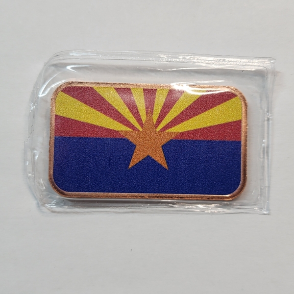 Arizona State Flag Copper Bar - 1 oz .999 Fine Copper - Sealed!