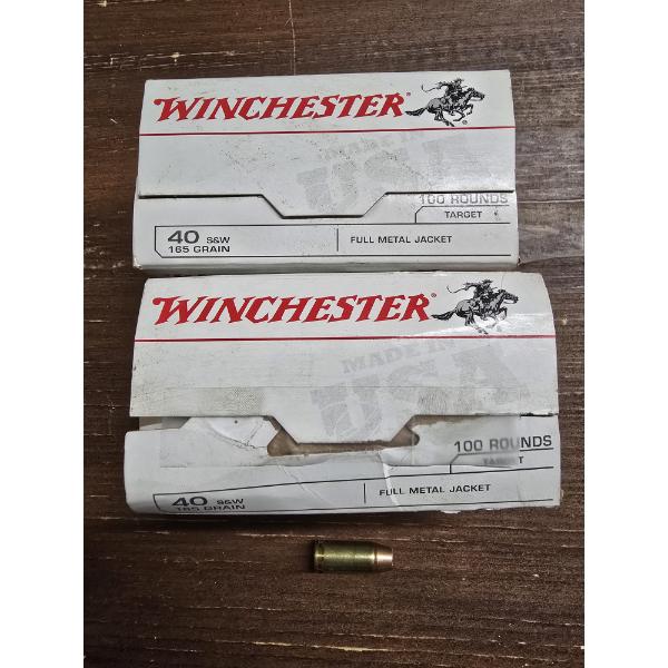 Winchester 40 S&W 165gr Full Metal Jacket- Qty 200