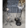Image 1 : Pretty Metal Wine Holder And Like New Fireplace Tool Set 