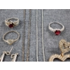 Image 2 : Small Lot of Assorted Sterling Silver Jewelry Ft. Heart Rings & Necklaces Weighing 33 Grams