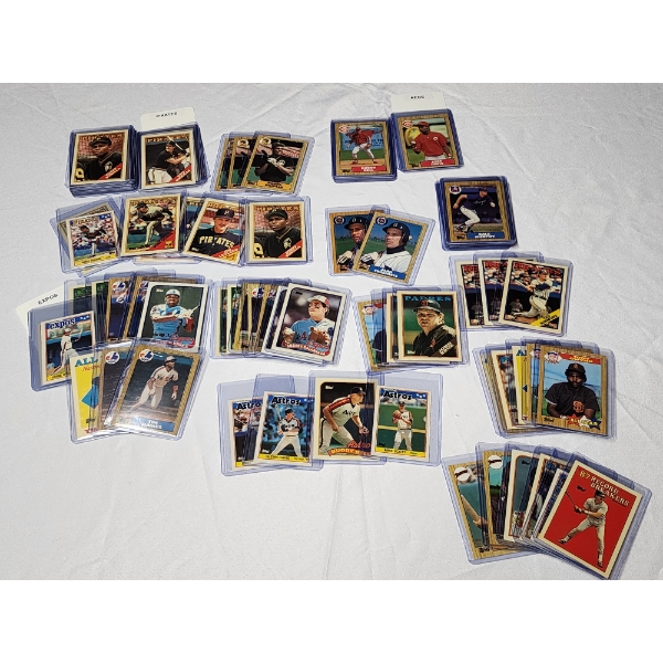 Huge Lot of Assorted Topps Tiffany 1987-1989 Near Mint Baseball Trading Cards in Card Sleeves