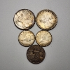 Image 1 : 5 Silver Foreign Coins: 80% Silver Canada Quarters & Dimes, & British Sixpence - Total ASW: 0.4655