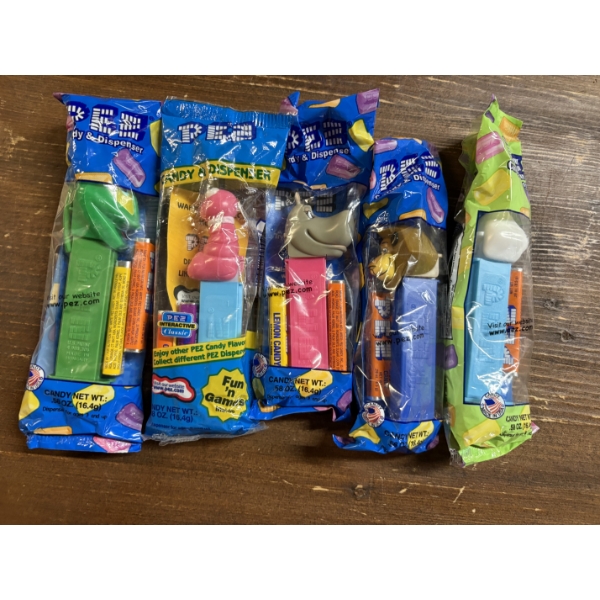 5 Pez Dispensers - Includes 2 bugs - 1 bunny - 2 Madagascar characters