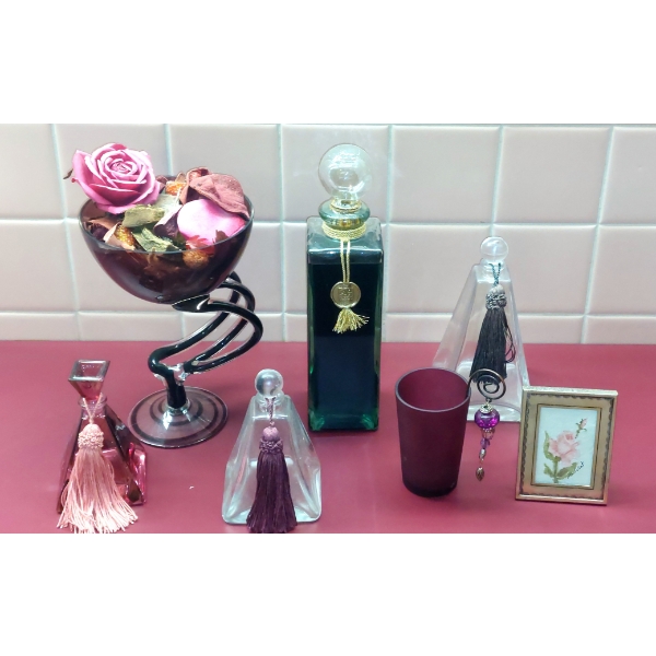 Nine (9) Pc Lot Of Decorative Collectibles Including Perfume Bottles & More - See Description