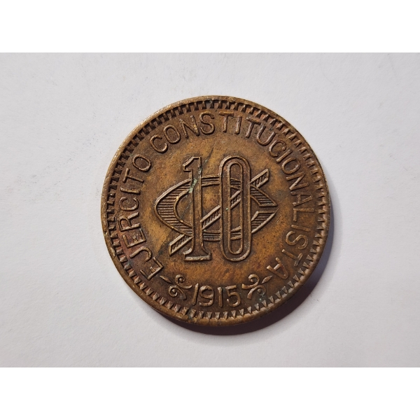 NICE 1915 Constitutionalist Army Copper 10 Centavos Coins From State of Chihuahua 