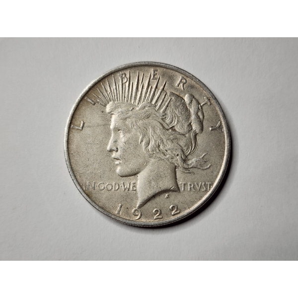 UNITED STATES 1922 SILVER PEACE DOLLAR ~ SECOND YEAR MINTED ~ Philadelphia Mint Coin with 90% Silver
