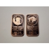 Image 1 : (2) 1 AVDP ounce .999 Fine Copper Bars ft. Buffalo Design & Statue of Liberty Design 2 oz Total