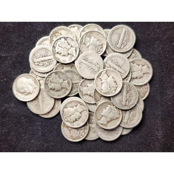 $4 Face Value in Assorted 90% Silver Dimes - Mercury & Roosevelt Dimes