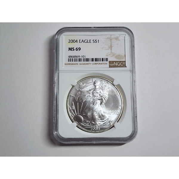 2004 American Silver Eagle 1 oz .999 Fine Silver NGC MS 69