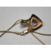 Image 4 : 14K Yellow Gold 20" Snake Chain Necklace With Amethyst and Accent Diamond Pendant TW: 8.2g
